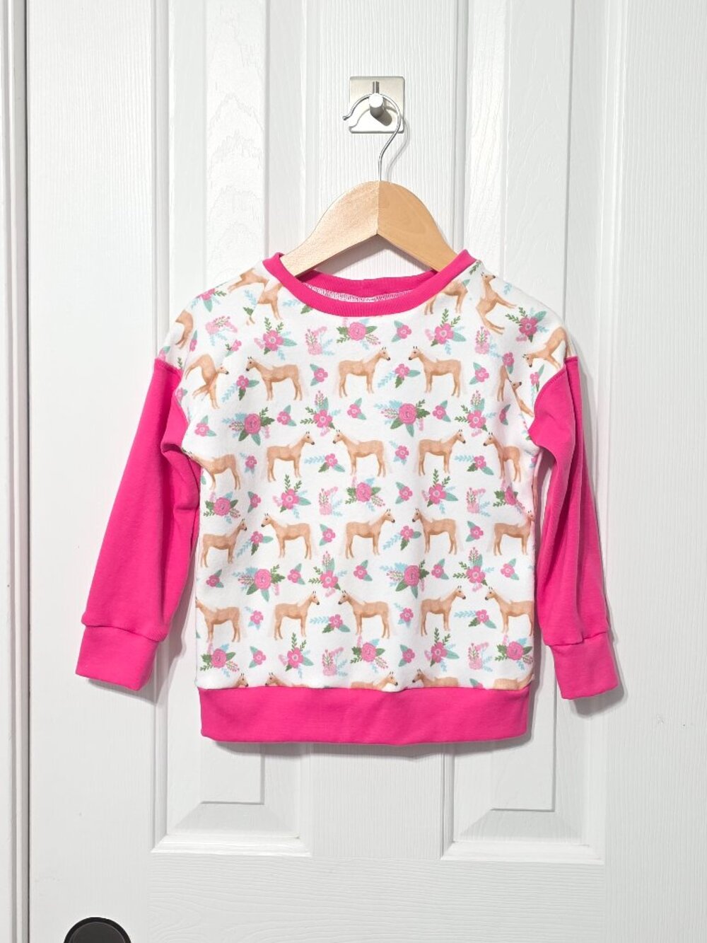 Fleece Horse Print Swearshirt, 3t